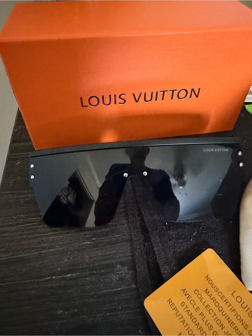 Louis Vuitton Black Visor Shield Sunglasses with Rivet Accents
